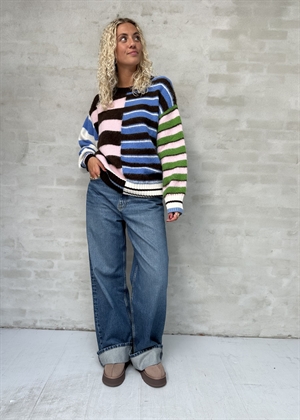 Crew neck alpaca cotton sweater Multistripes Mix Stine Goya 